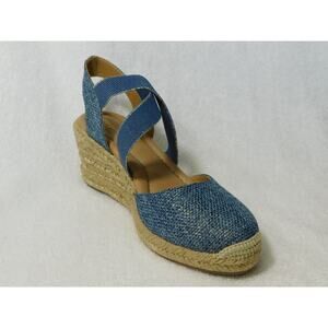 W646 Easy Spirit Blue Meza Espadrille Wedge Sandals Size 7.5 M